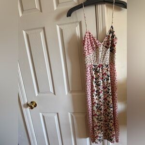 Zara Floral Spaghetti Strap Maxi Dress in Cream and Pink